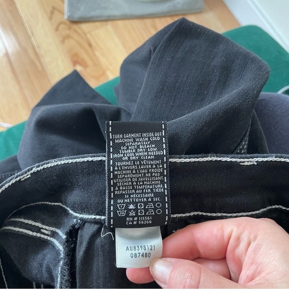 7 for All Mankind 7FAM Black Spliced Hem Black Sateen Ankle Skinny Jean EUC 27 - Picture 10 of 11